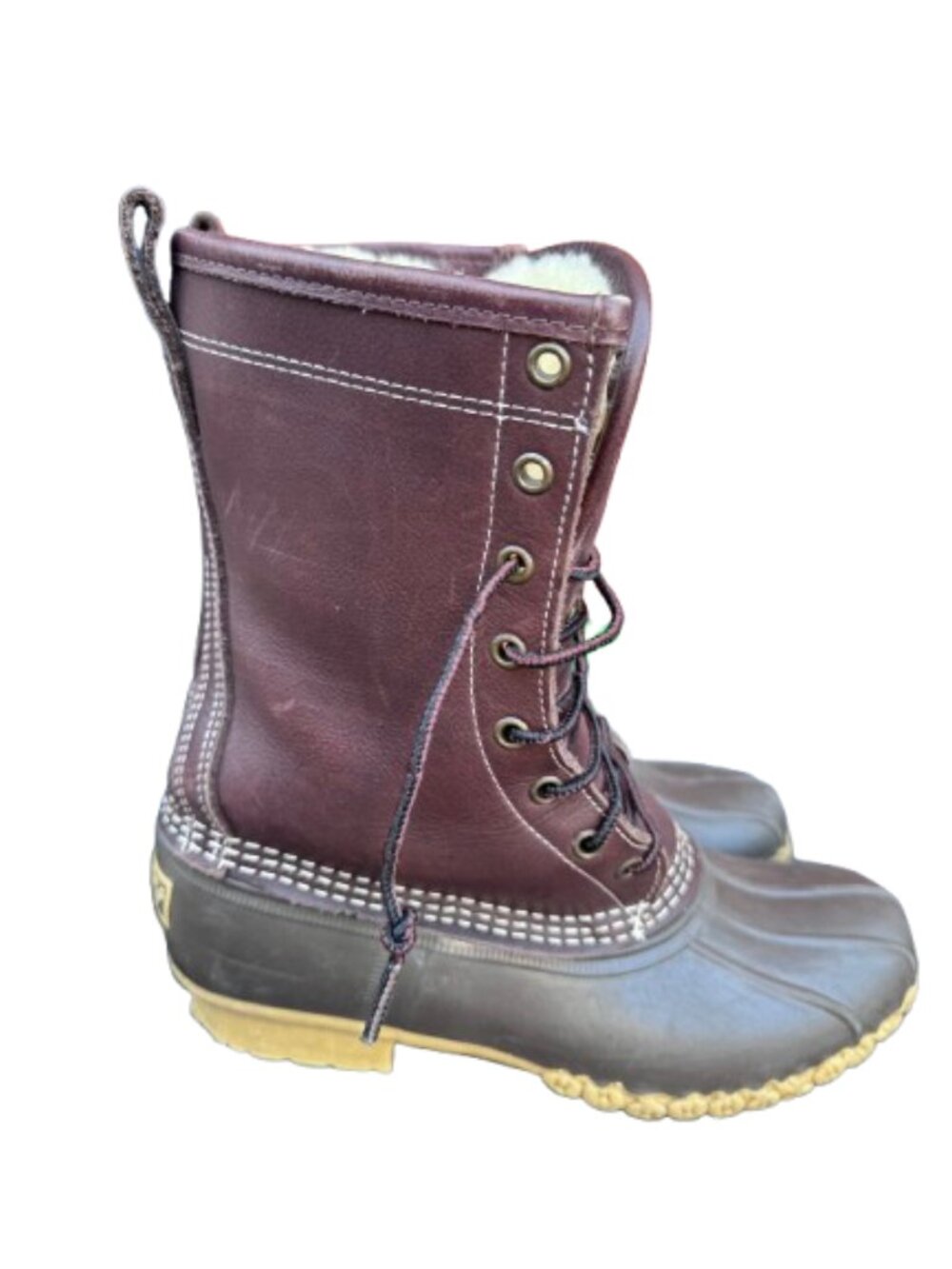 L.L.Bean Bean Boot 10” Shearling-Lined Duck Boots Brown on Brown Women's US 8 M - Picture 6 of 16